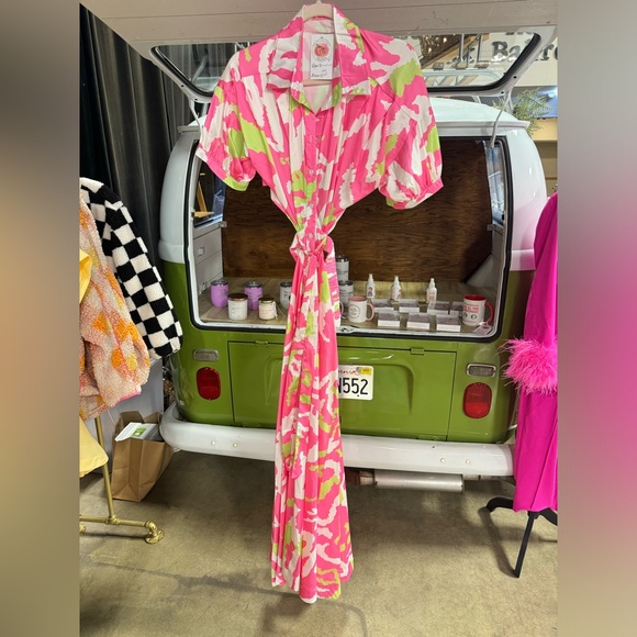 Pink and Green animal print maxi dress - Picture 6 of 7